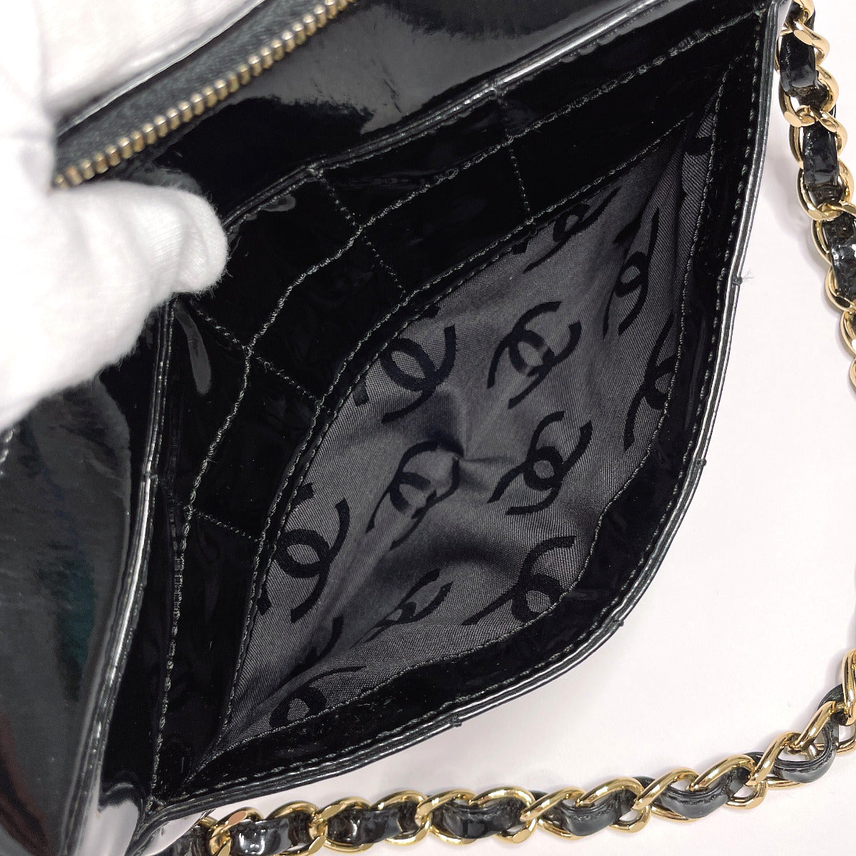 Chanel Patent Leather Chain Shoulder Bag