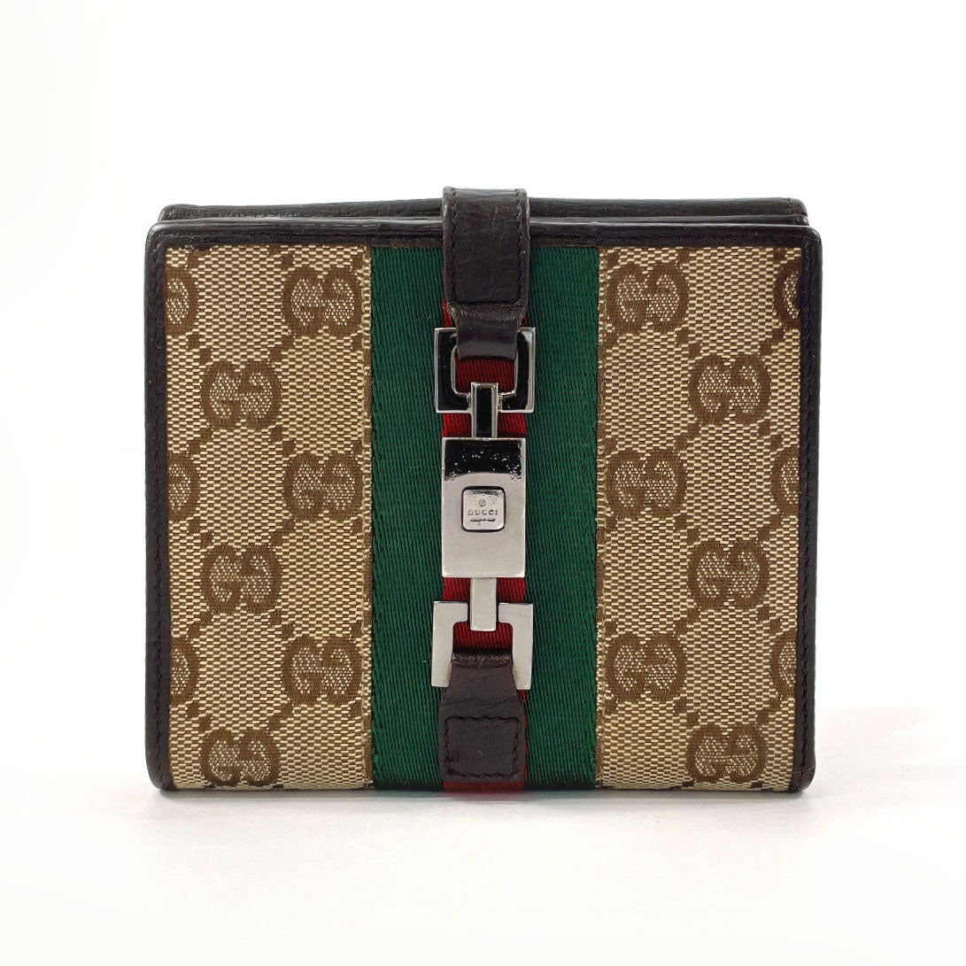 Gucci Jackie GG Canvas Bifold Wallet Brown