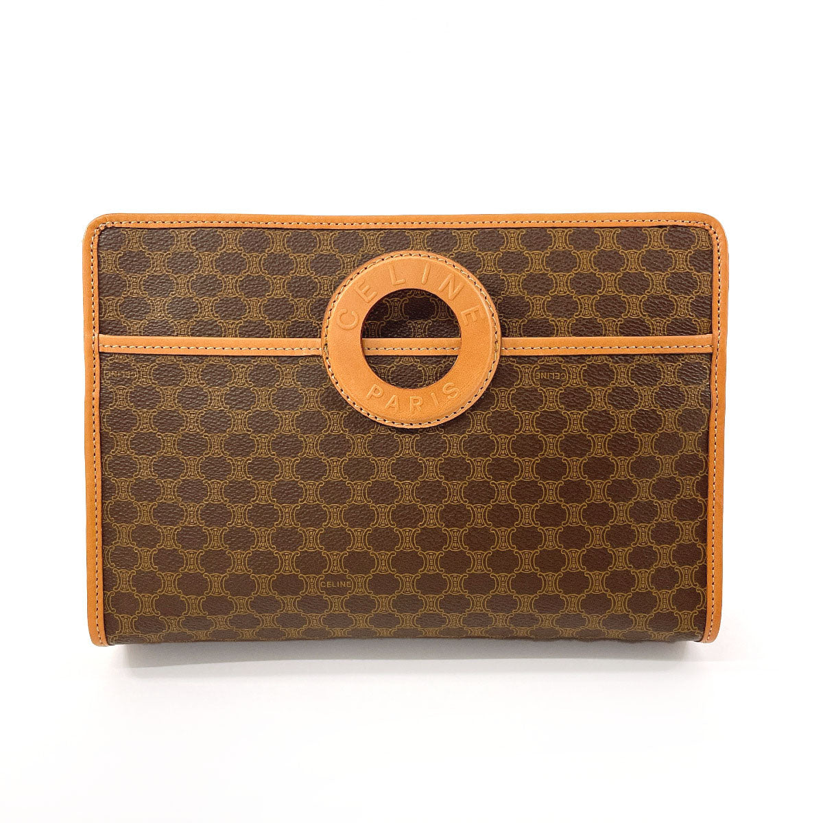 Celine Macadam Vintage PVC Clutch Brown