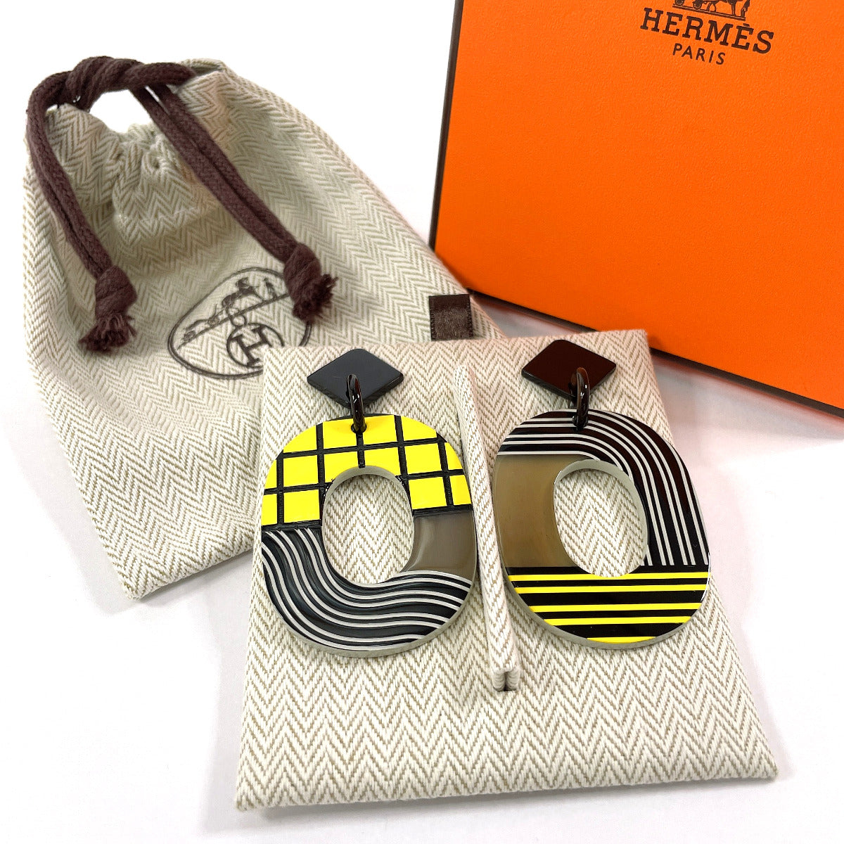 Hermes Buffalo Horn Lacquer Earrings