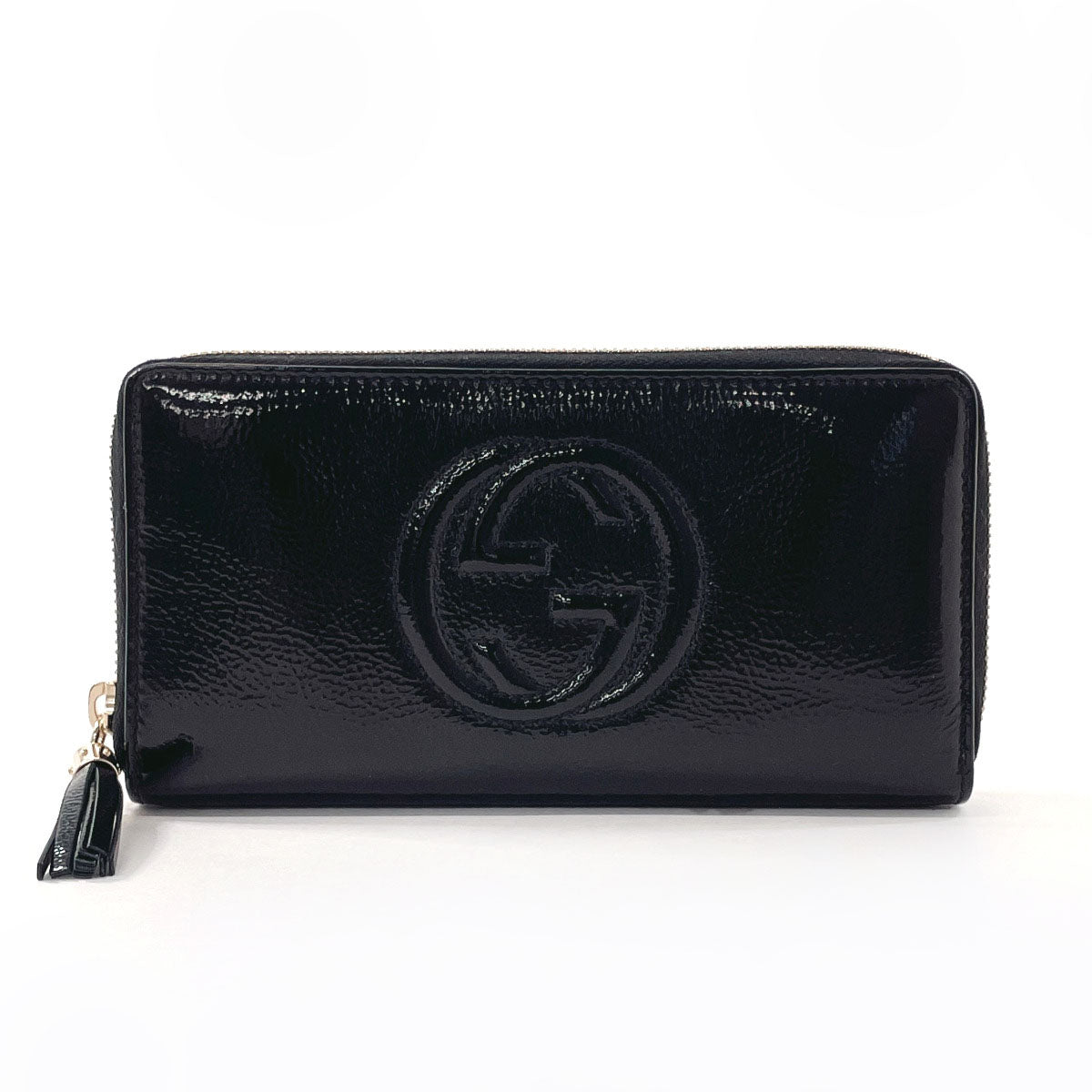 Gucci Soho Patent Leather Zip Wallet Black