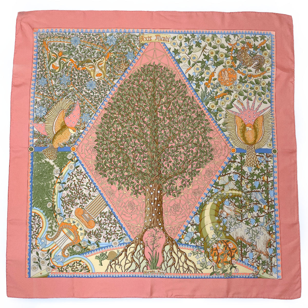 Hermes Silk Scarf Axis Mundi Pink