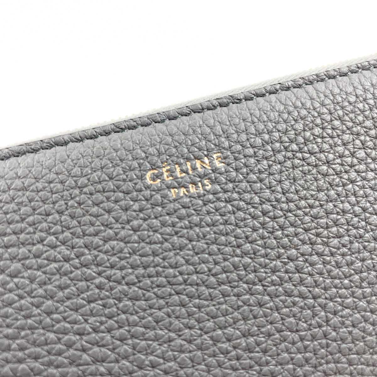 Celine Large Zip Leather Wallet Grey