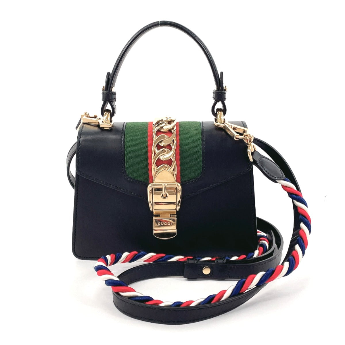 Gucci Sylvie Leather 2WAY Handbag Black