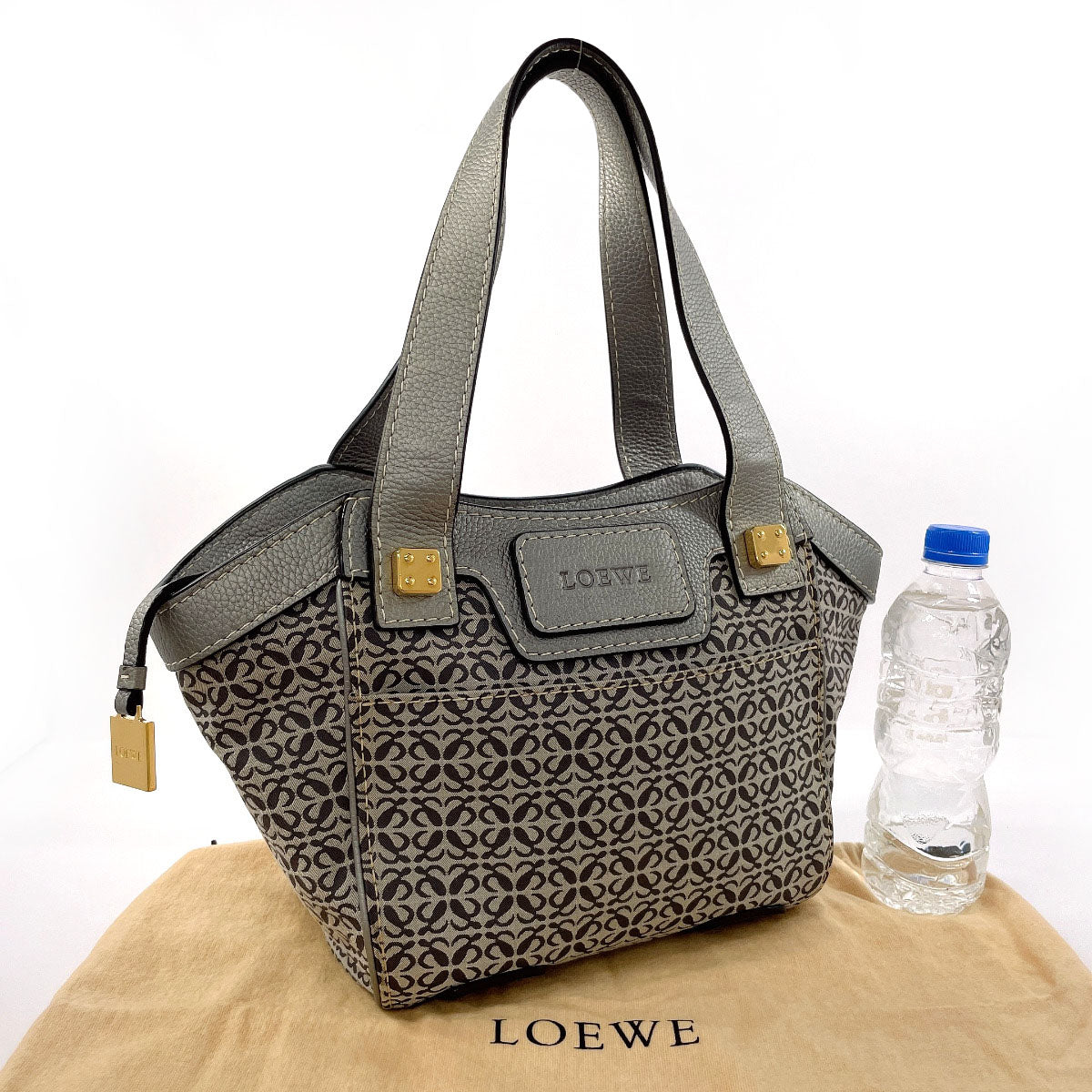 Loewe Anagram Canvas Leather Tote Bag