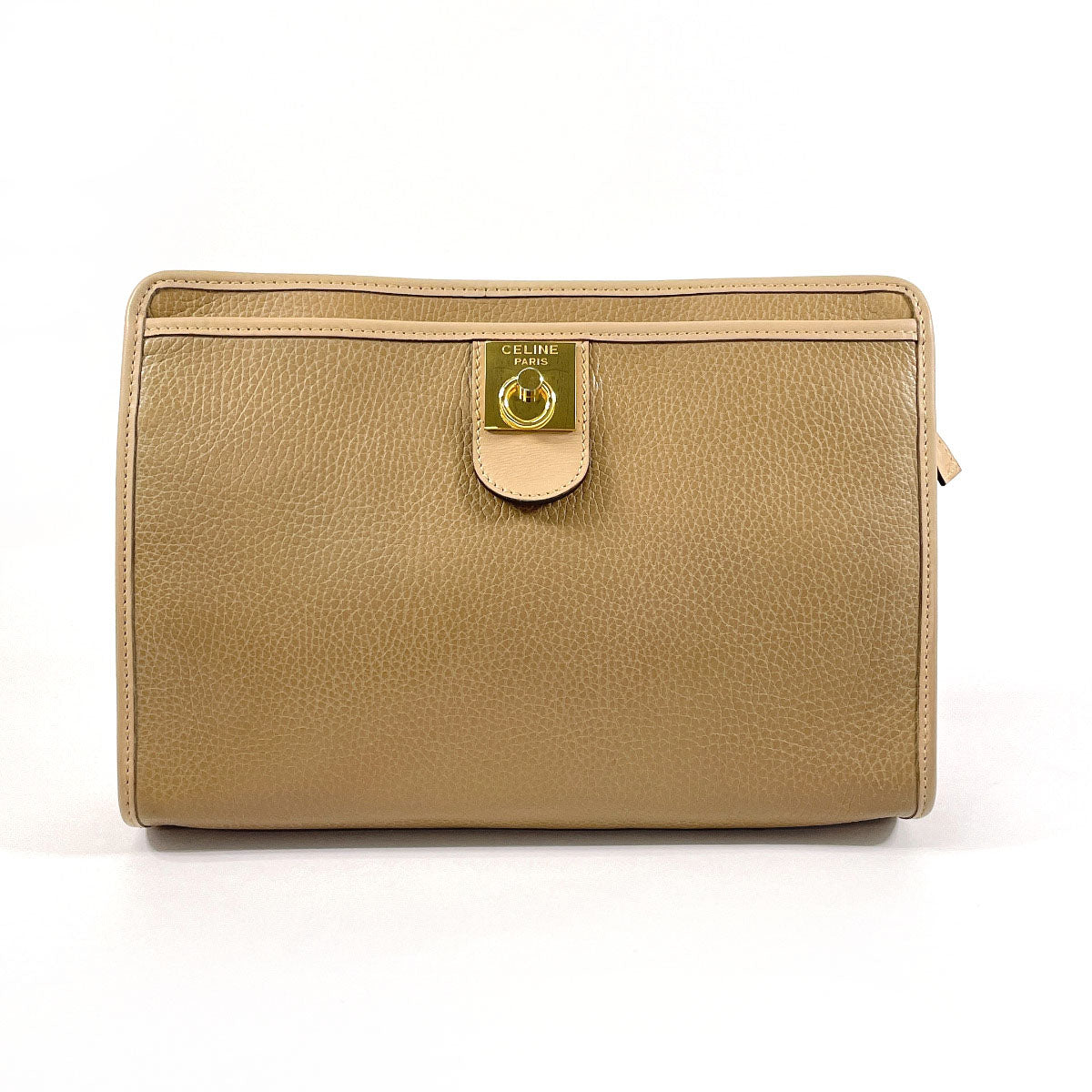 Celine Vintage Leather Clutch Beige