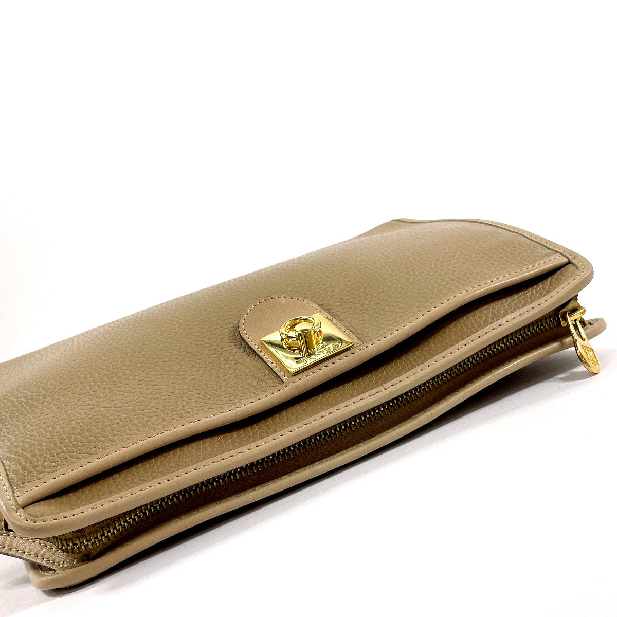 Celine Vintage Leather Clutch Beige