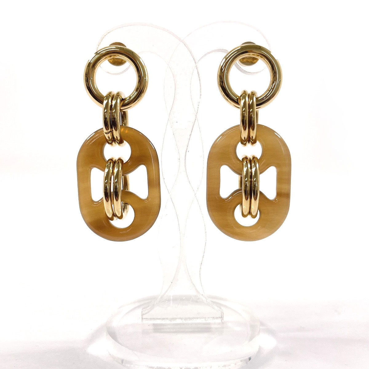 Hermes Buffalo Horn Metal Earrings