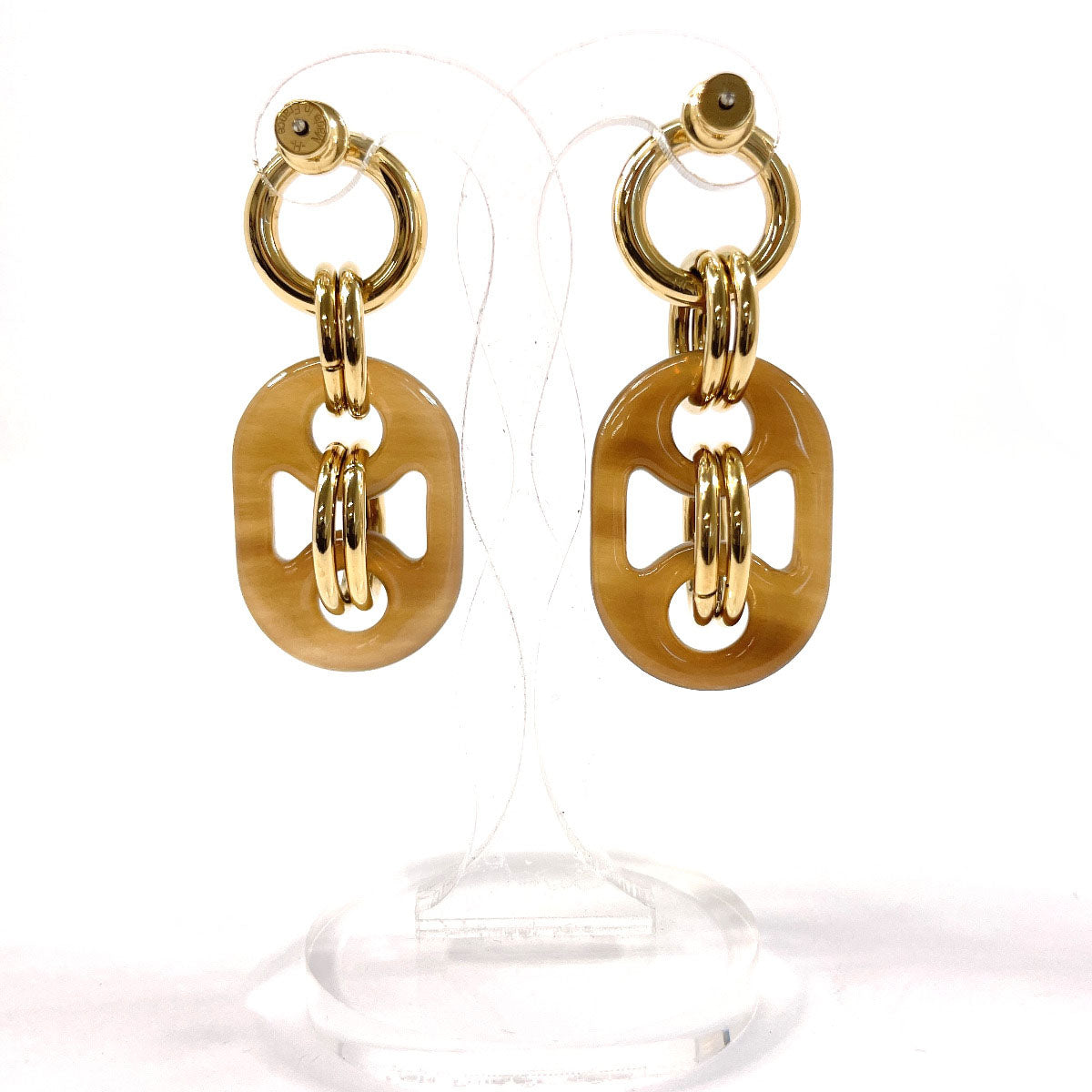 Hermes Buffalo Horn Metal Earrings