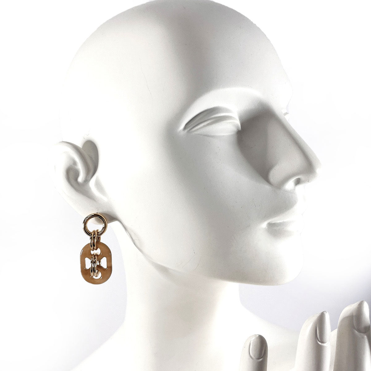 Hermes Buffalo Horn Metal Earrings