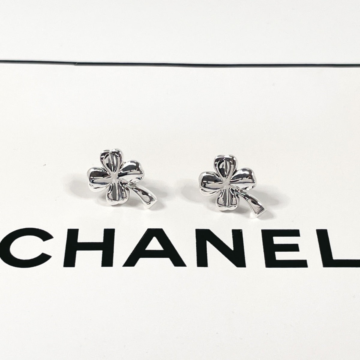 Chanel Clover Earrings Silver 925