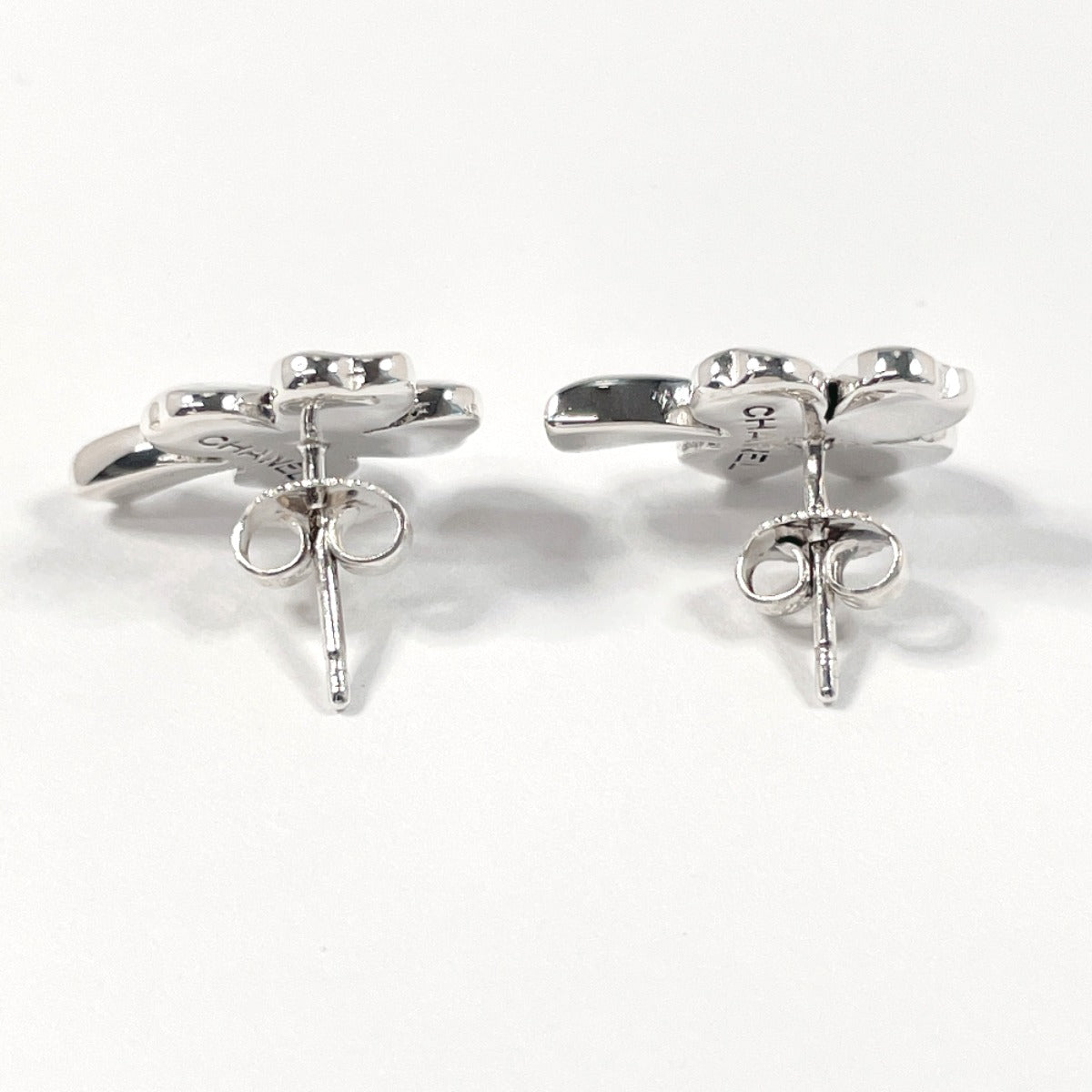 Chanel Clover Earrings Silver 925