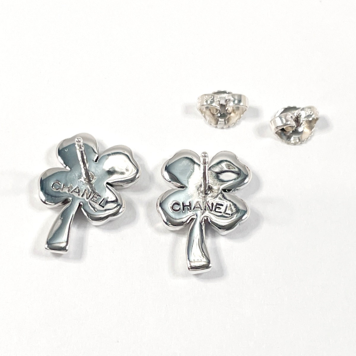 Chanel Clover Earrings Silver 925