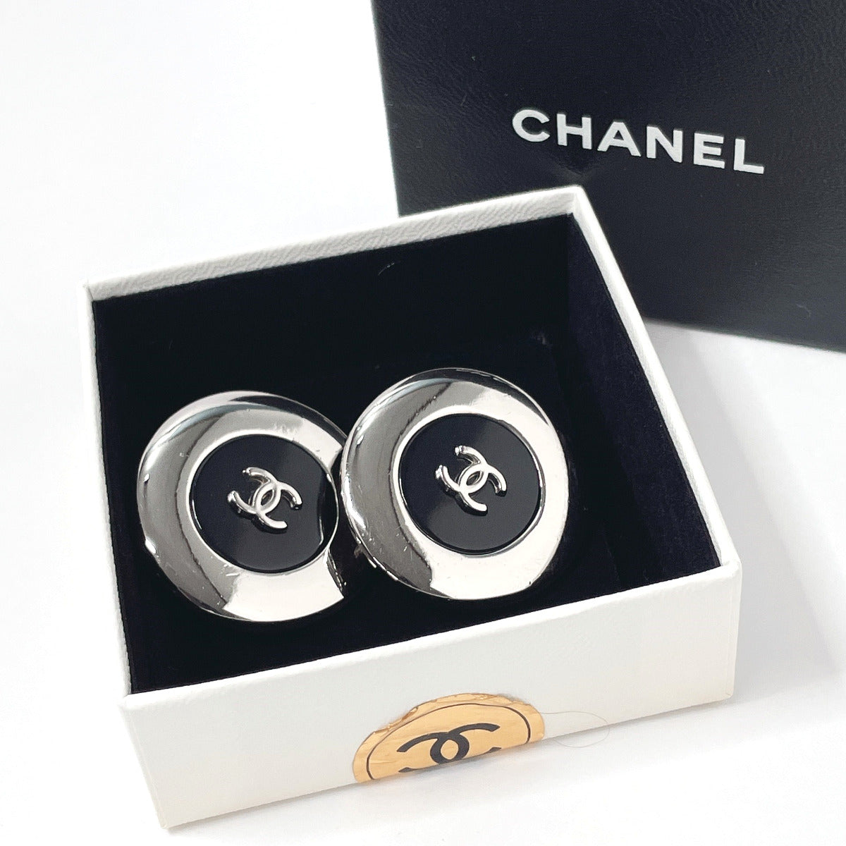 Chanel Metal Coco Mark Round Earrings