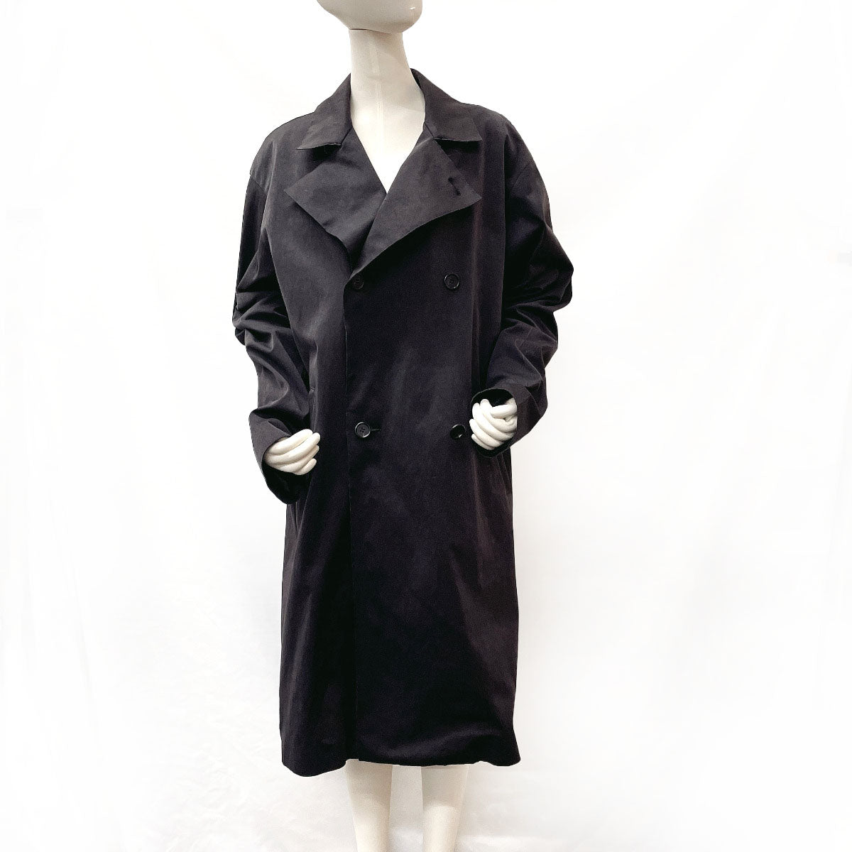 Prada Double-Breasted Trench Coat Black