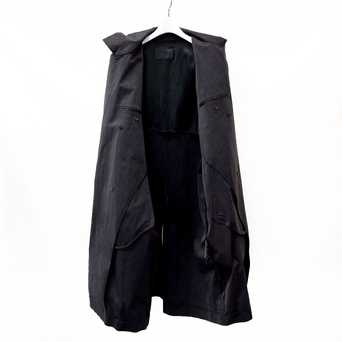 Prada Double-Breasted Trench Coat Black