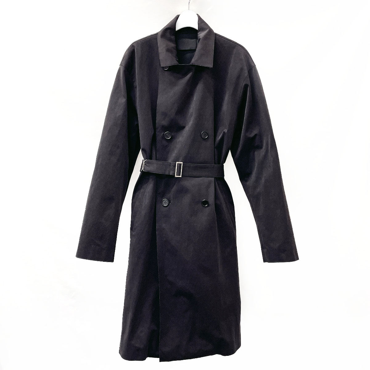 Prada Double-Breasted Trench Coat Black