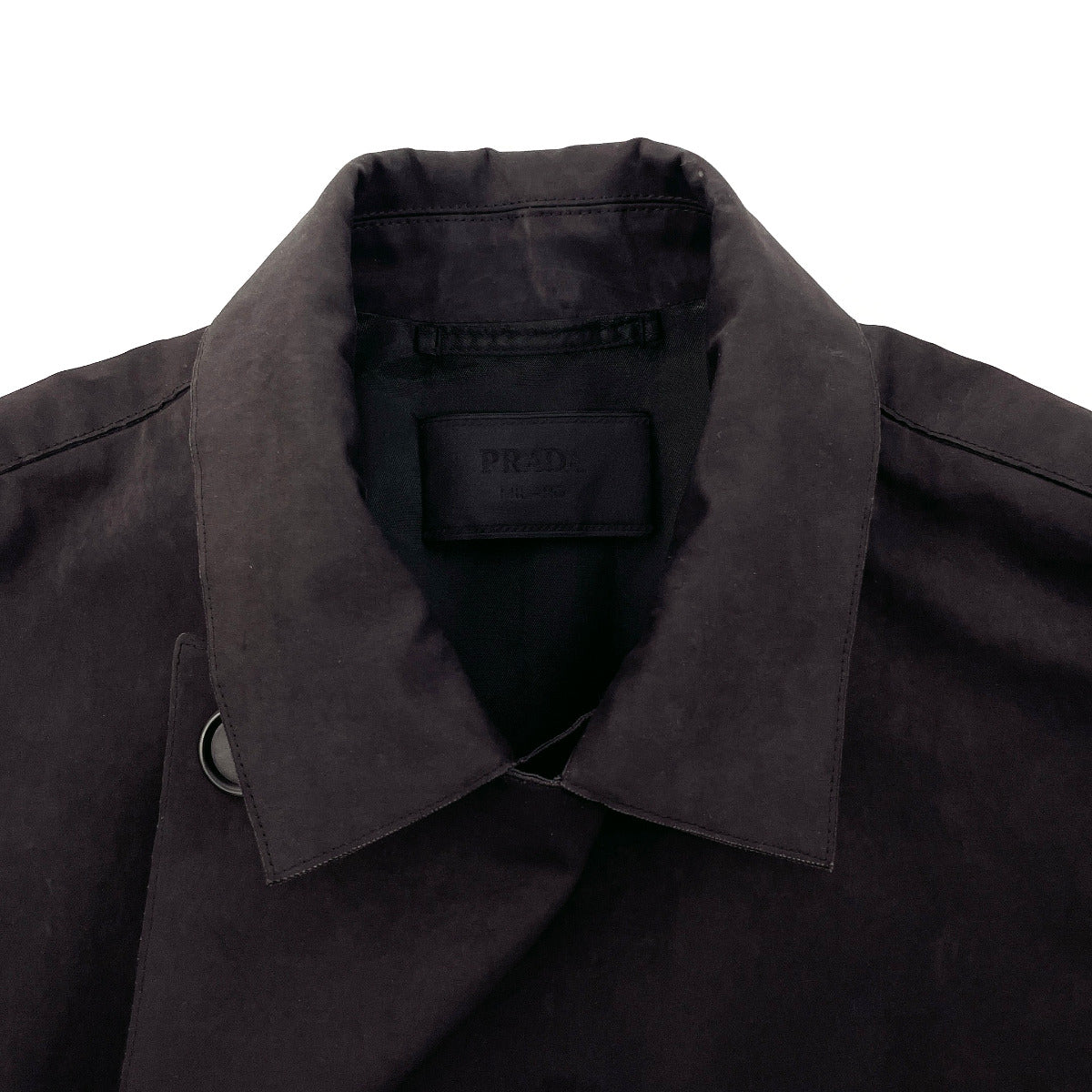 Prada Double-Breasted Trench Coat Black