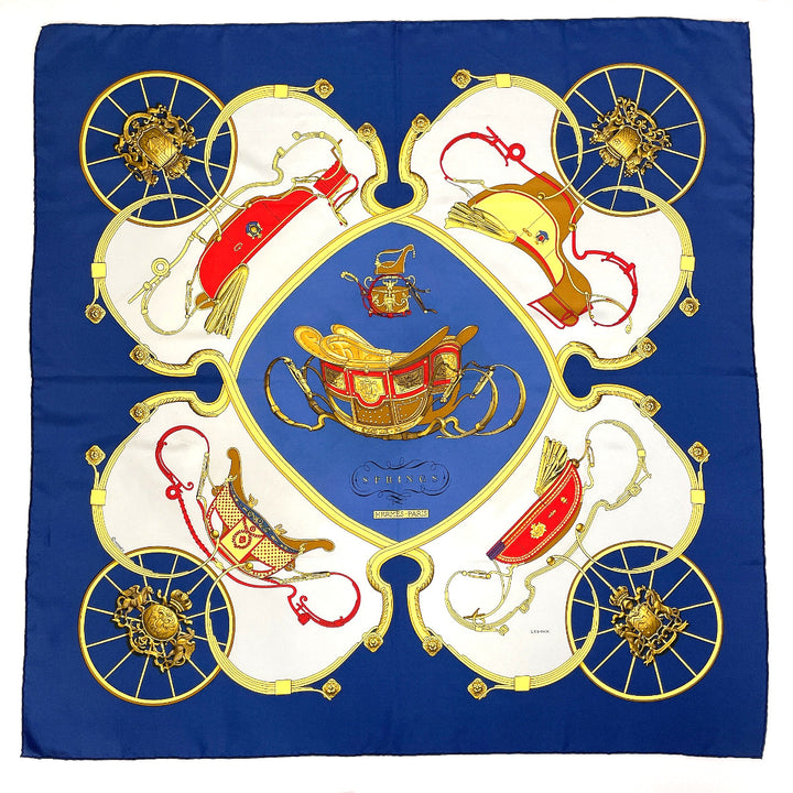 Hermes Silk Scarf Carré 90 SPRINGS Blue