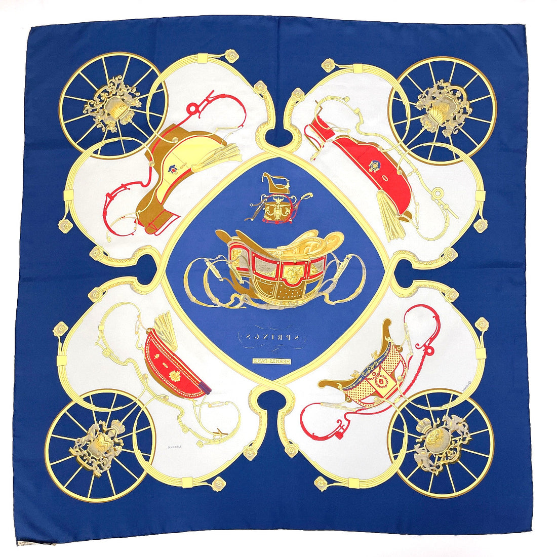 Hermes Silk Scarf Carré 90 SPRINGS Blue