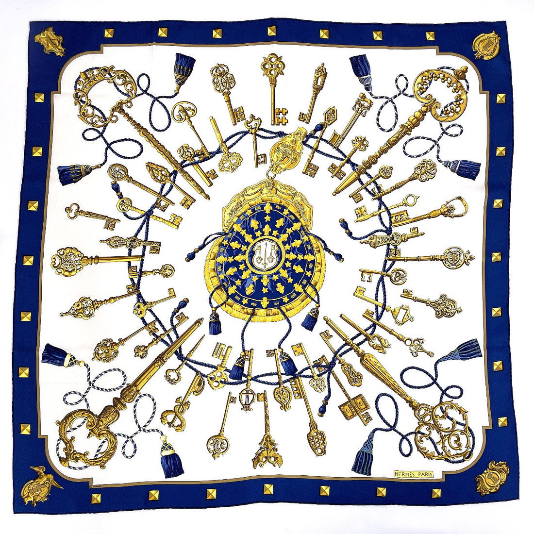 Hermes Silk Scarf LES CLES Blue