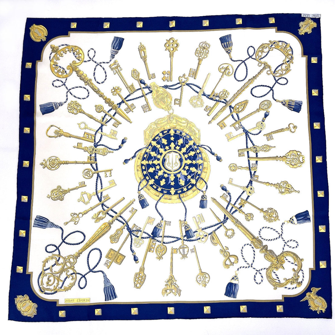 Hermes Silk Scarf LES CLES Blue