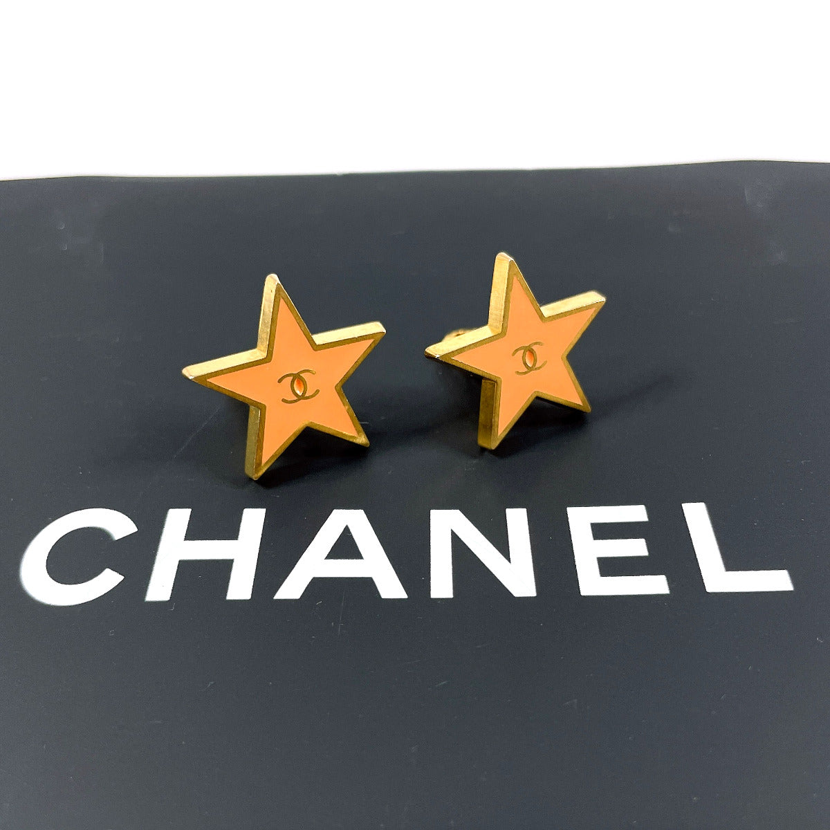 Chanel Coco Mark Star Earrings Gold