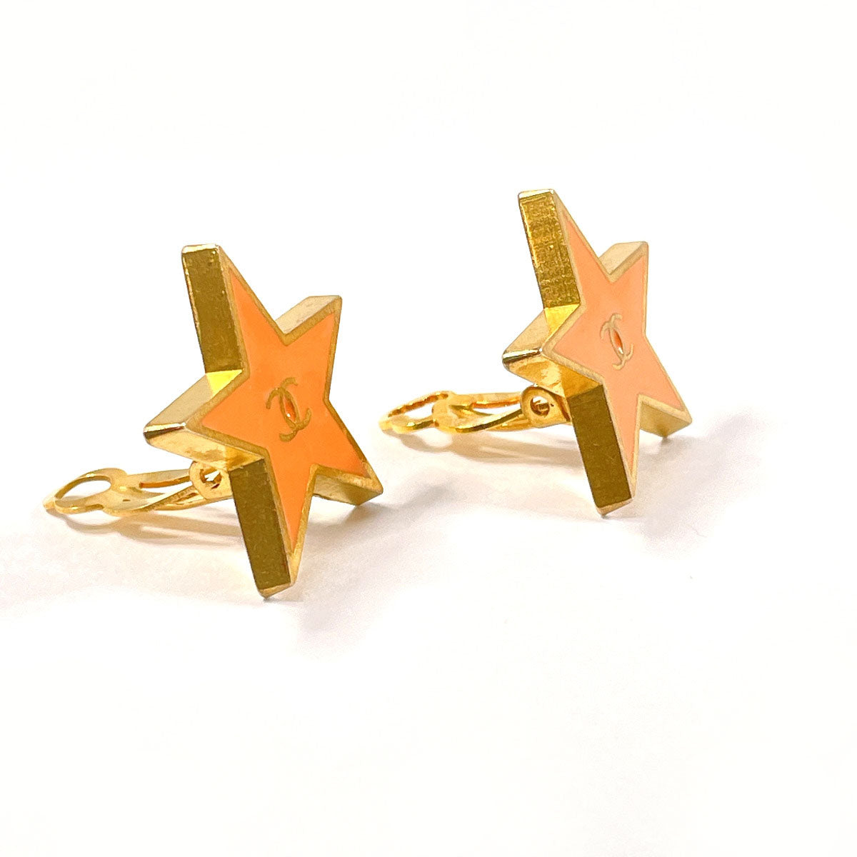 Chanel Coco Mark Star Earrings Gold