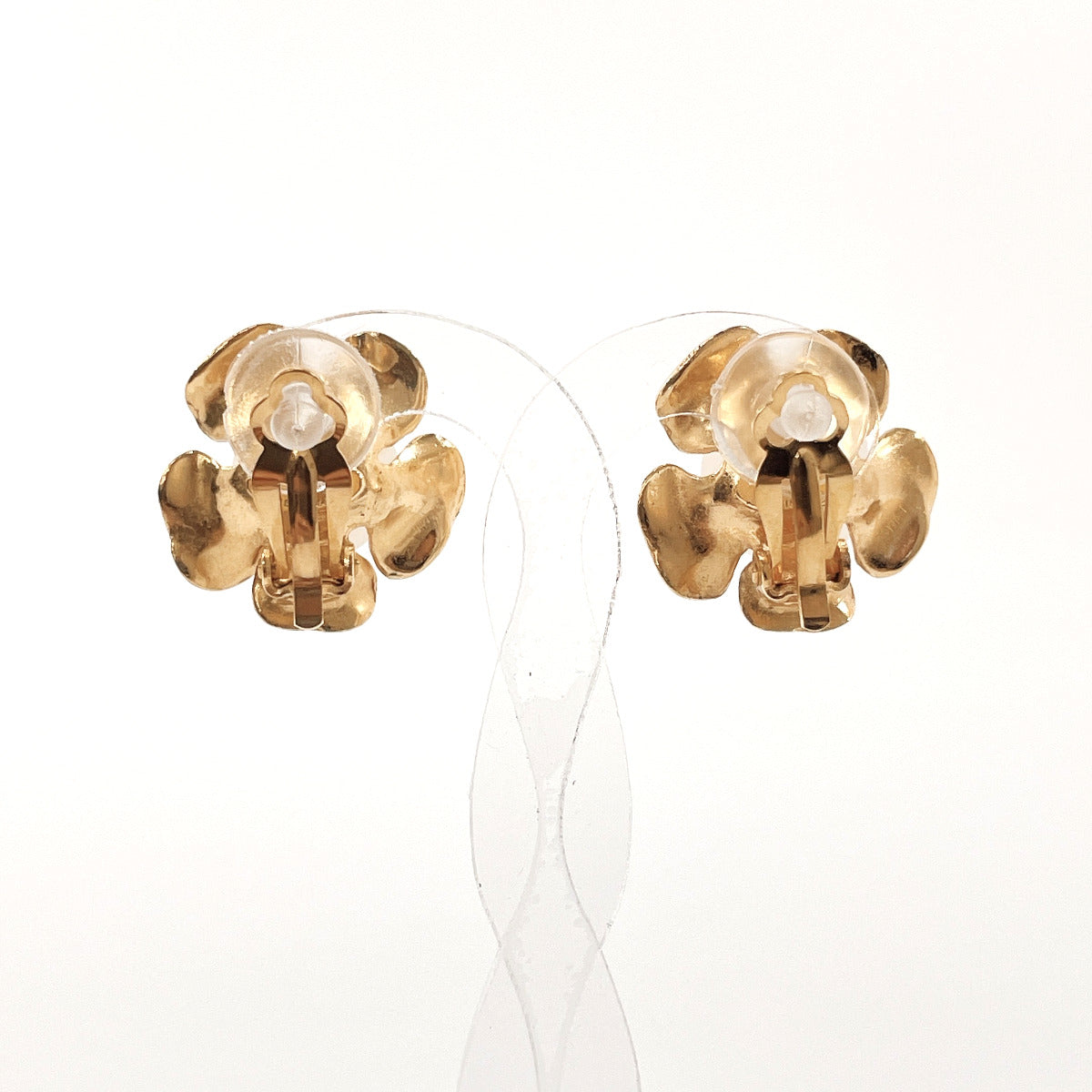 Chanel Metal Flower Clip Earrings