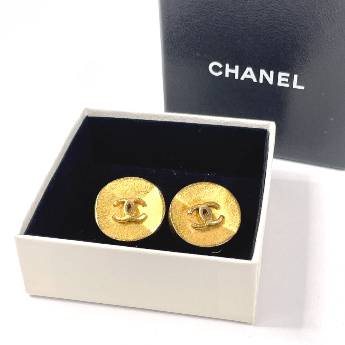 Chanel Vintage Metal Coco Mark Earrings