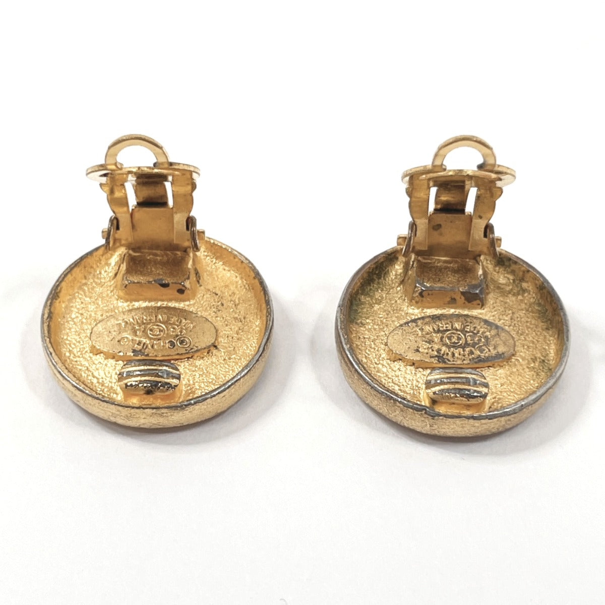 Chanel Vintage Metal Coco Mark Earrings