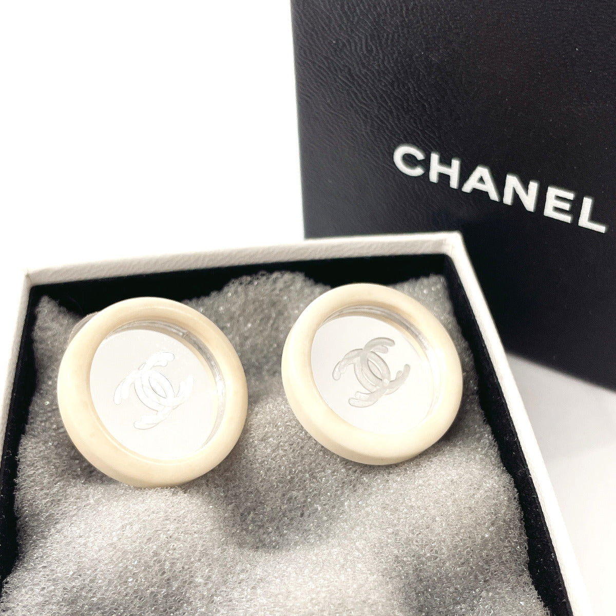 Chanel Vintage Coco Mark Earrings Plastic/Metal