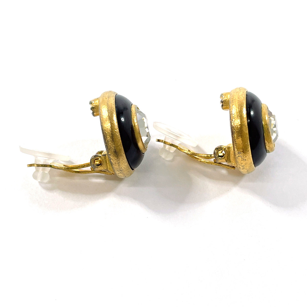 Chanel Vintage Earrings Gold Rhinestone