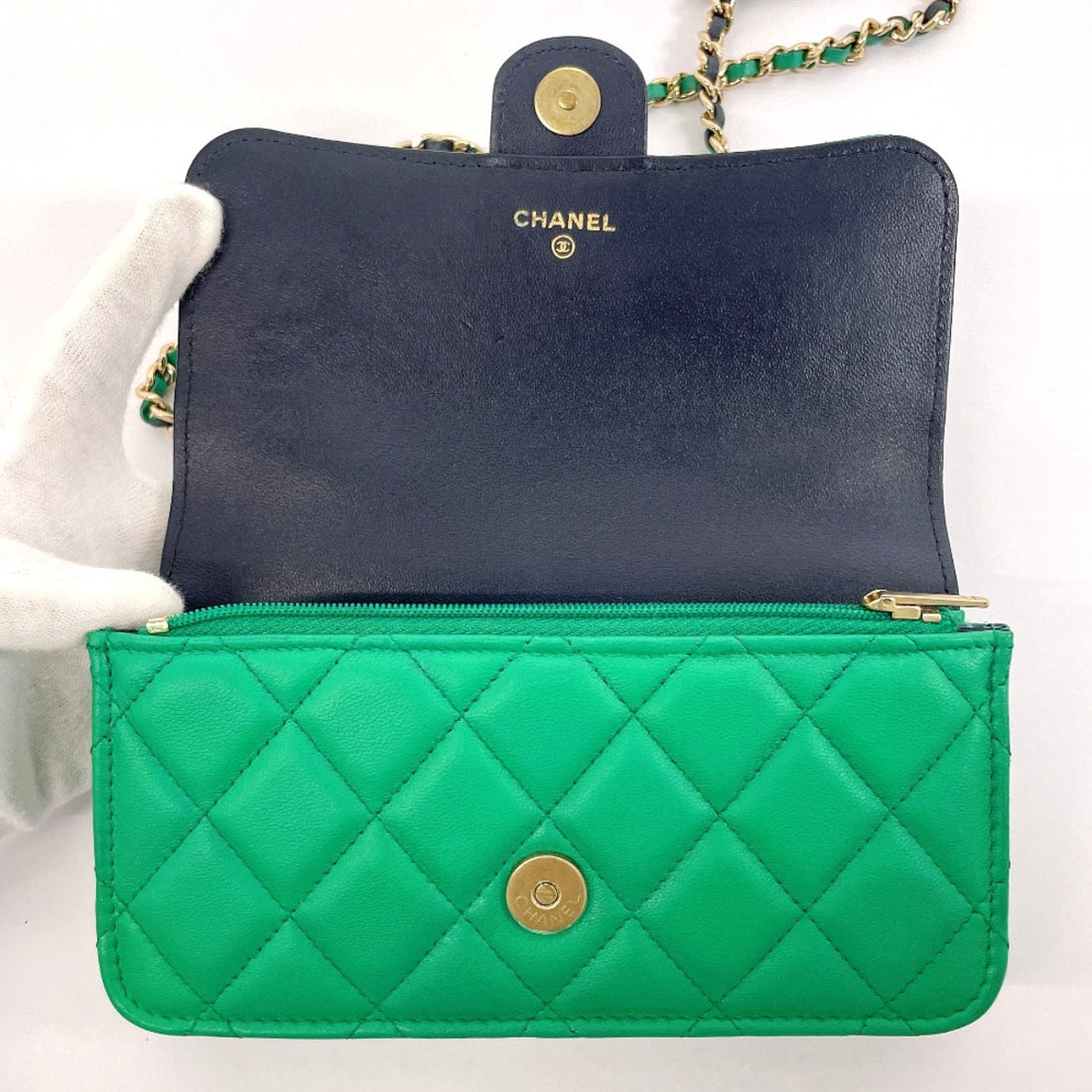 Chanel Lambskin Matelasse Flap Phone Case Bag