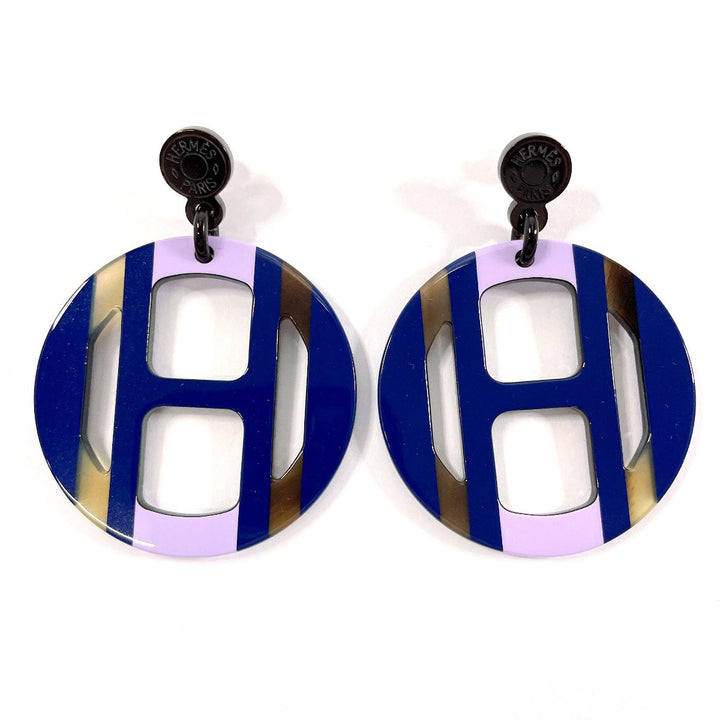 Hermes H Equip Earrings Buffalo Horn Metal