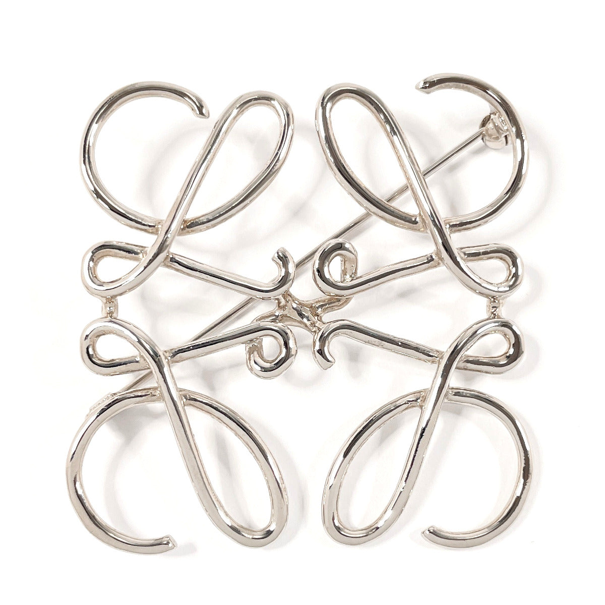 Loewe Anagram Metal Brooch Silver