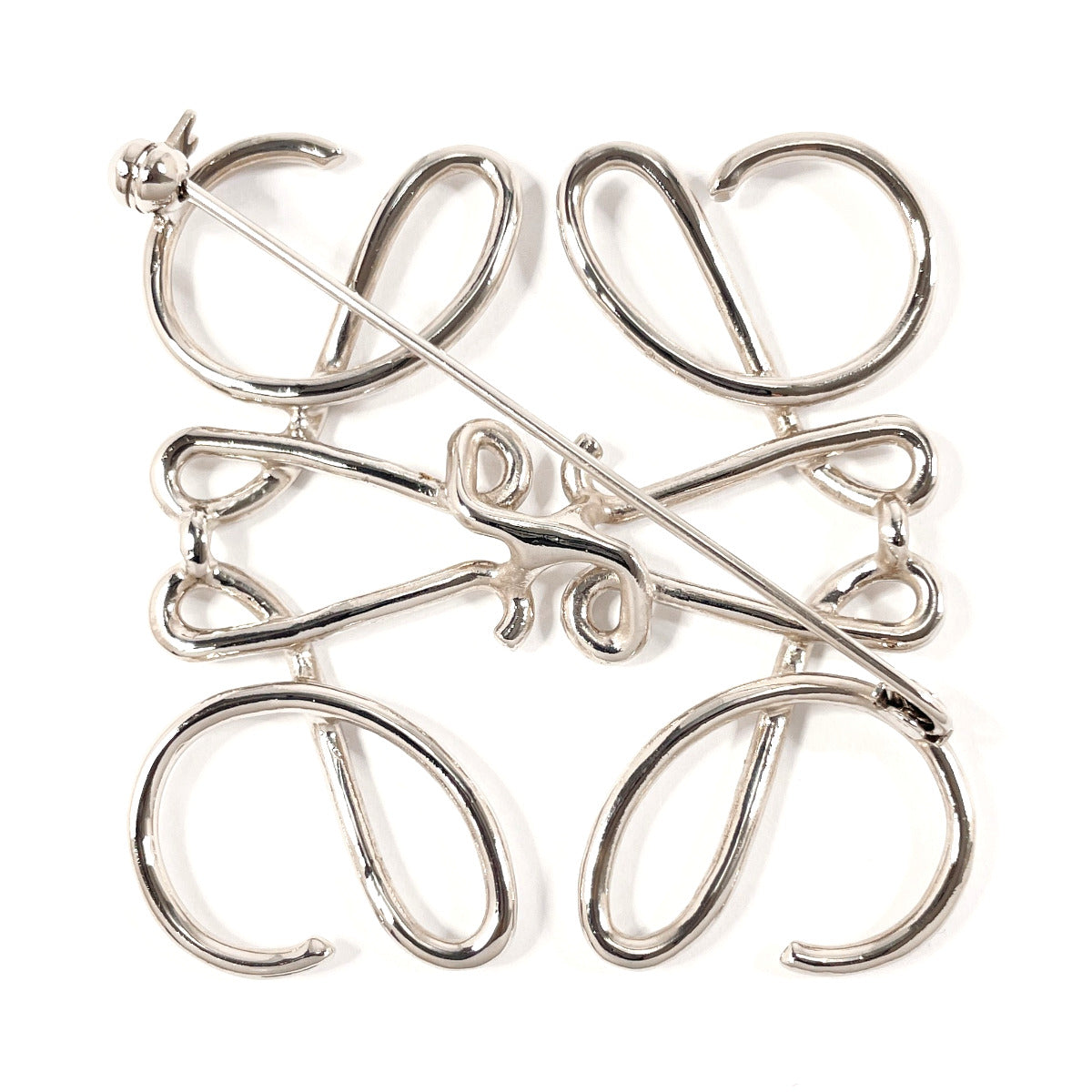 Loewe Anagram Metal Brooch Silver