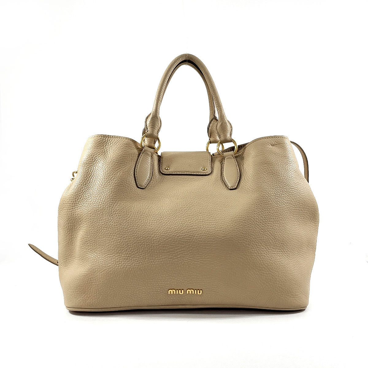 Miu Miu Leather 2WAY Handbag Beige