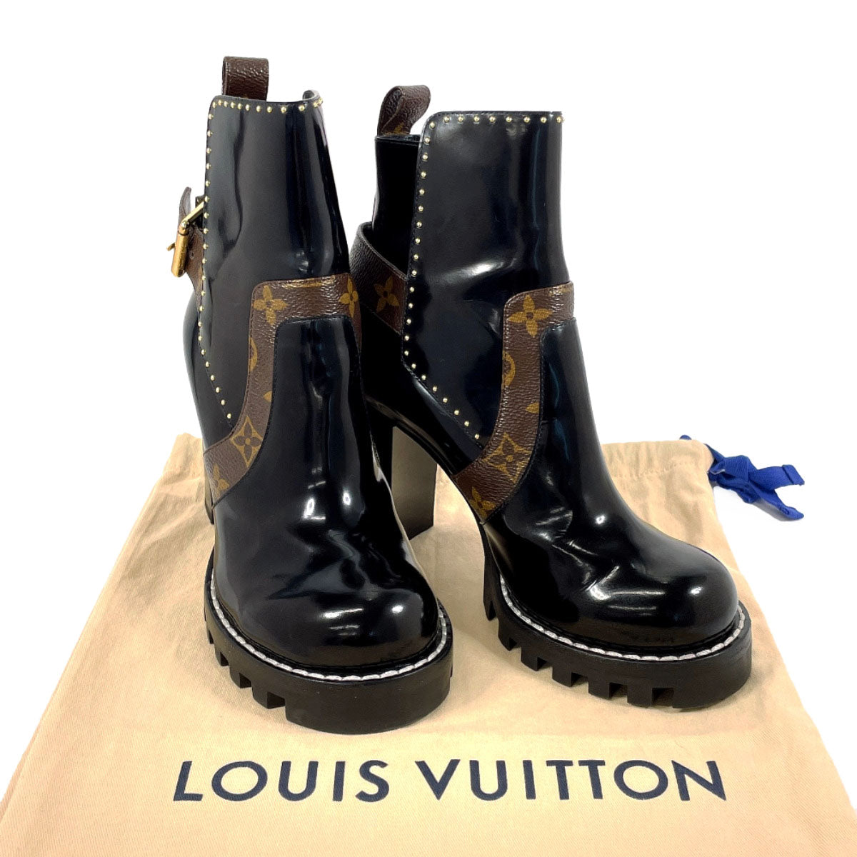 Louis Vuitton Patent Leather Monogram Boots