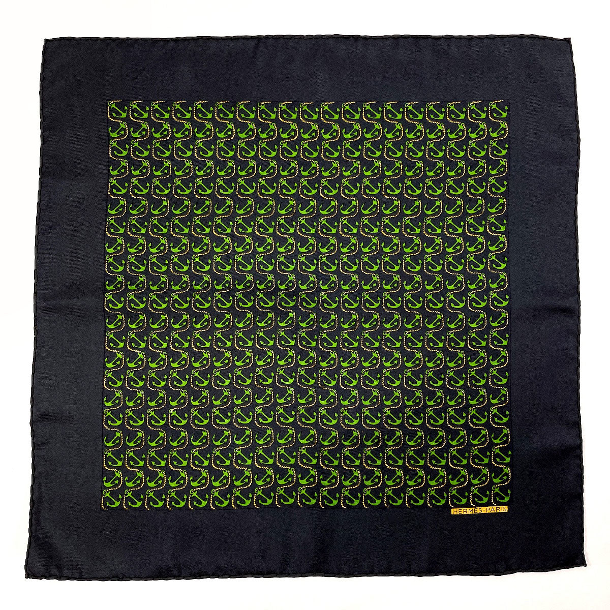 Hermes Silk Pocket Square Black