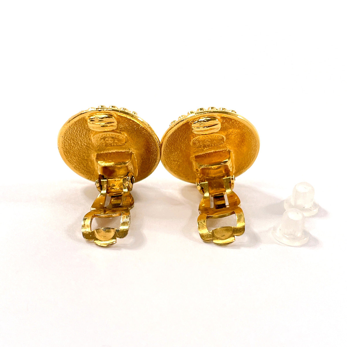 Chanel Vintage Crown Motif Earrings Gold