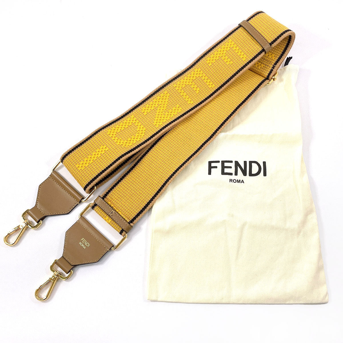 Fendi Canvas/Leather Strap You Yellow