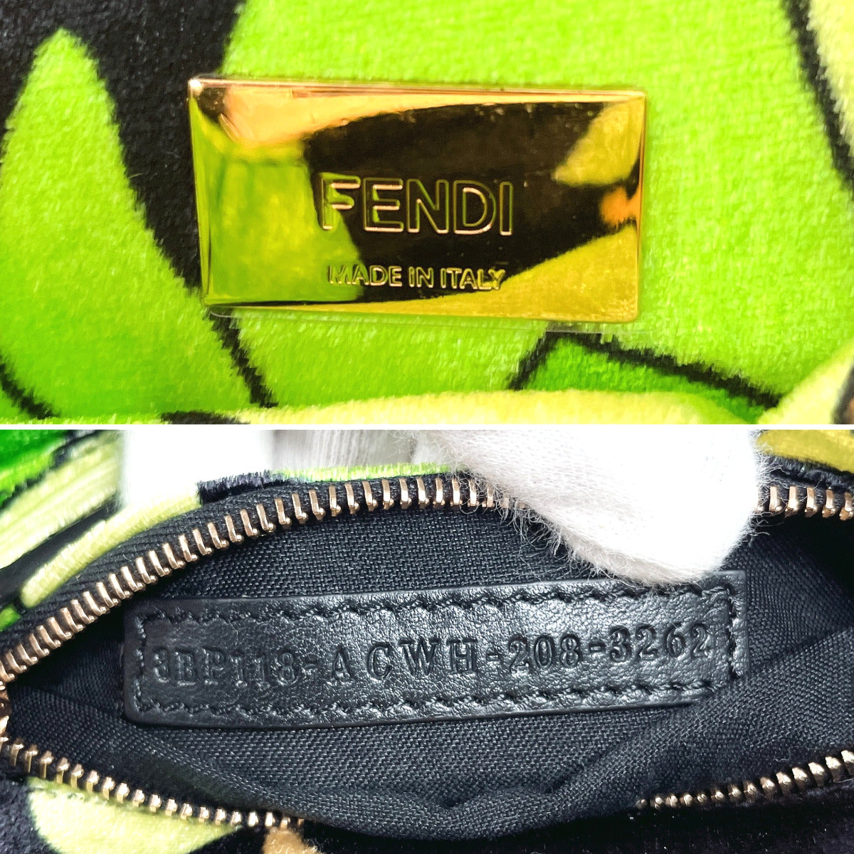 Fendi Velvet Peekaboo Click Chain Shoulder Bag