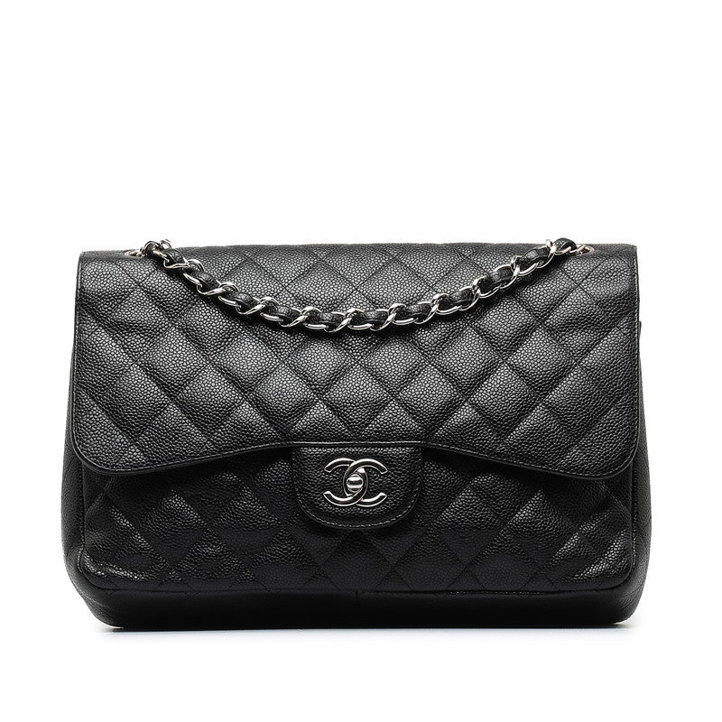 Chanel CC Caviar Jumbo Classic Double Flap Bag  Leather Shoulder Bag in Good condition