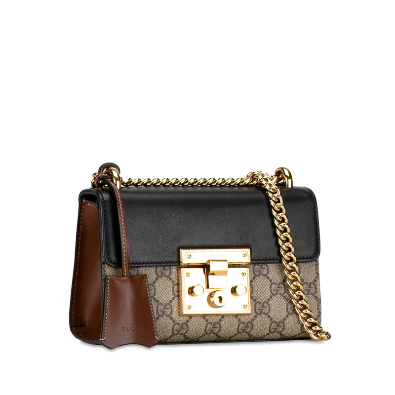 Gucci Small GG Supreme Padlock Shoulder Bag Canvas Shoulder Bag 409487 in Good condition