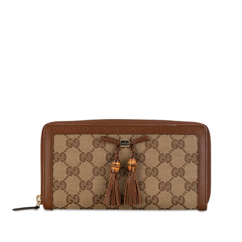 Gucci GG Canvas Bamboo Tassel Continental Wallet Canvas Long Wallet 269991 in Good condition