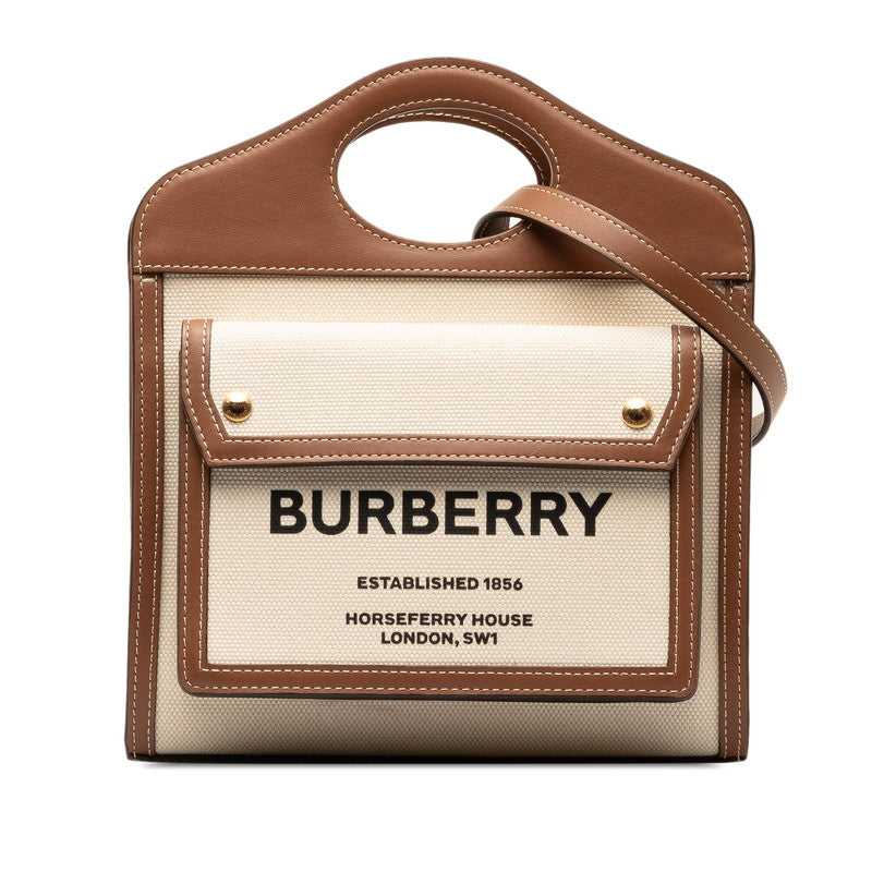 Burberry Logo Canvas Pocket Tote  Canvas Handbag in Excellent condition