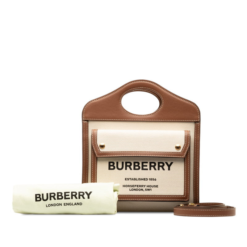 Burberry Logo Canvas Pocket Tote  Canvas Handbag in Excellent condition