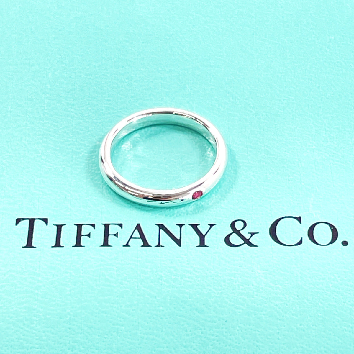 Tiffany & Co Silver 925 Ruby Stacking Band Ring