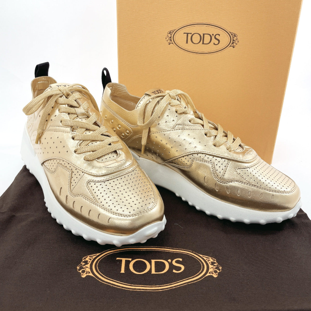 Tod's Leather Sneakers Gold Women